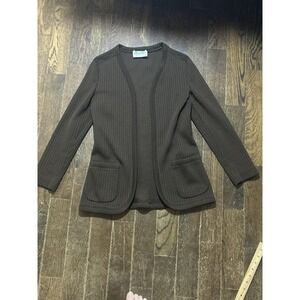 Vintage 70s BUTTE KNIT Brown Cardigan Open front  Womens Wool Blend 6
